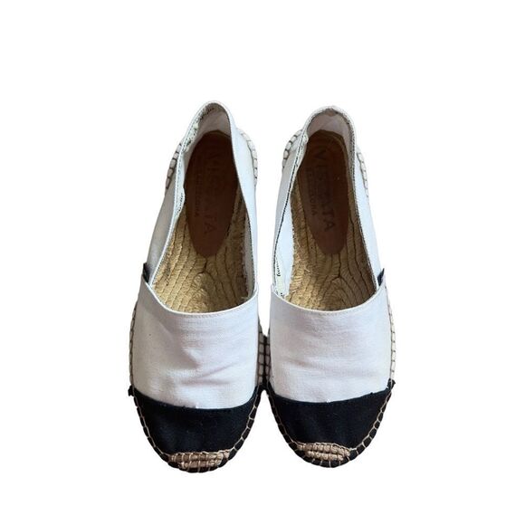 VISCATA BARCELONE ESPADRILLE WHITE & BLACK TOE FLATS SIZE 39 - Picture 4 of 13